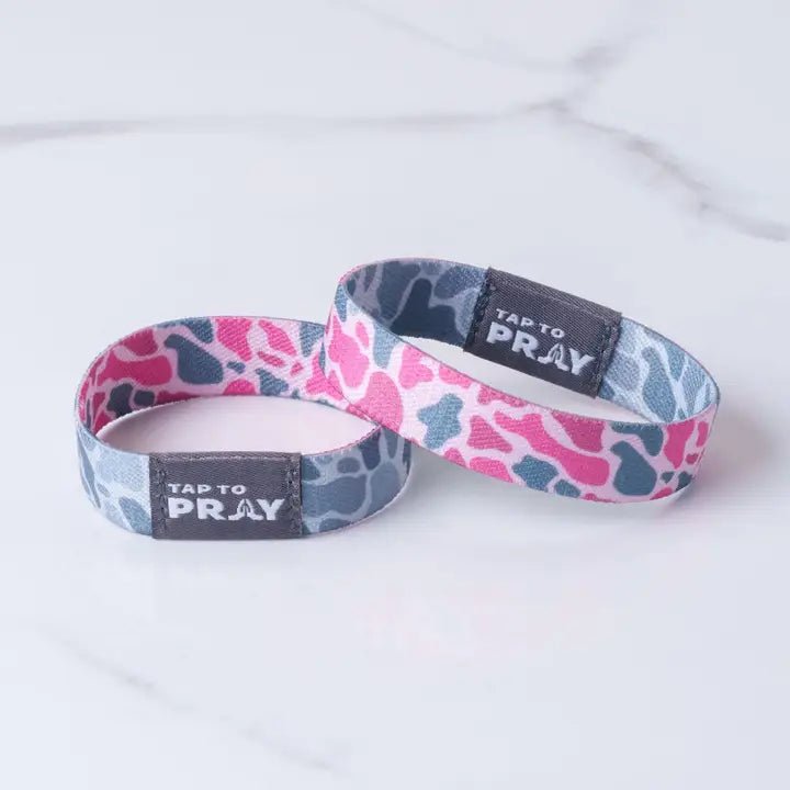 Tap To Pray® Wristbands | River Rock Camo | Pink & Ash