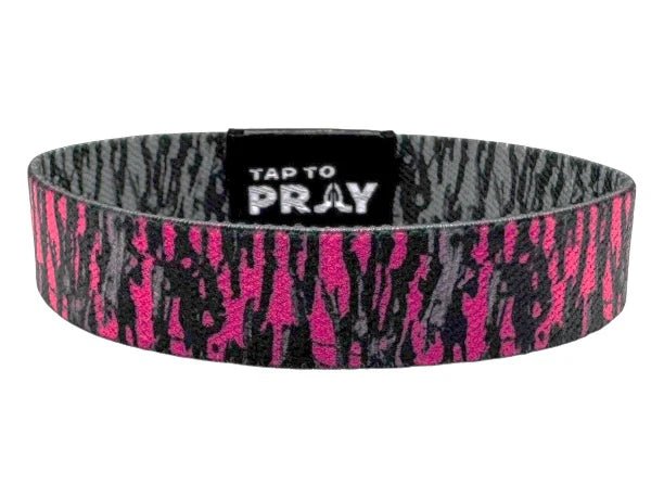Tap To Pray™ Wristbands - Tree Bark Camo Pink & Grey - Juli's Wearable Art
