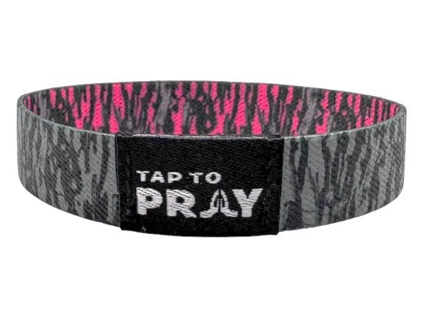 Tap To Pray™ Wristbands - Tree Bark Camo Pink & Grey