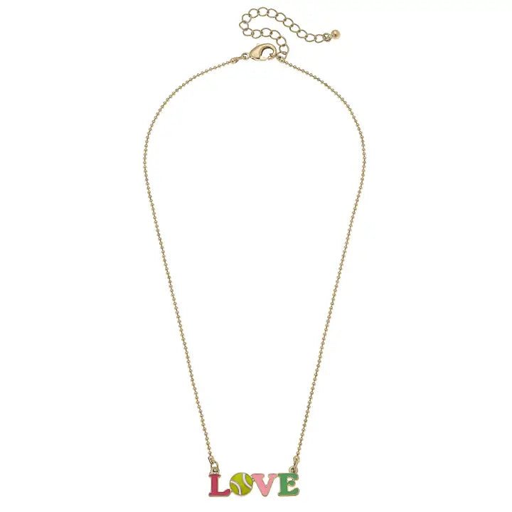 Tennis Love Enamel Necklace in Pink & Green - Juli's Wearable Art