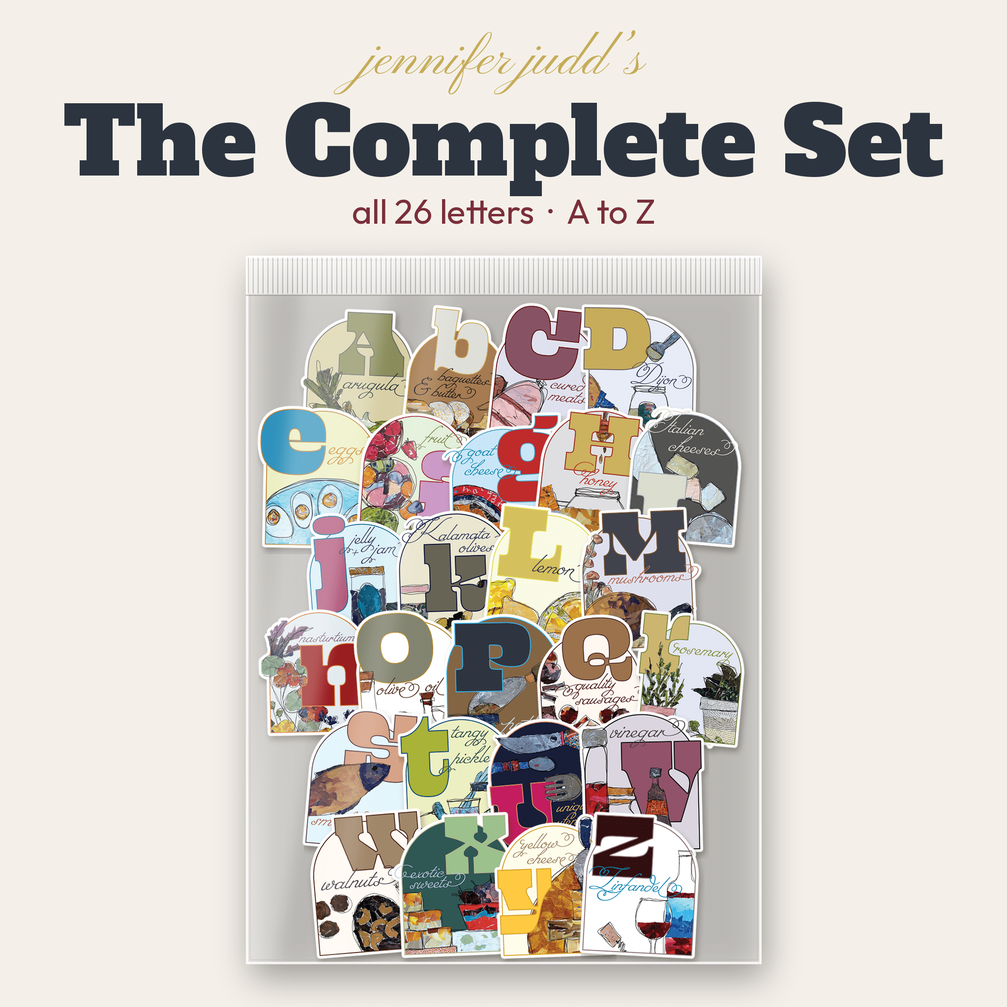 The Complete ABCedarium Sticker Set | 26 Die-Cut Charcuterie Stickers, A to Z
