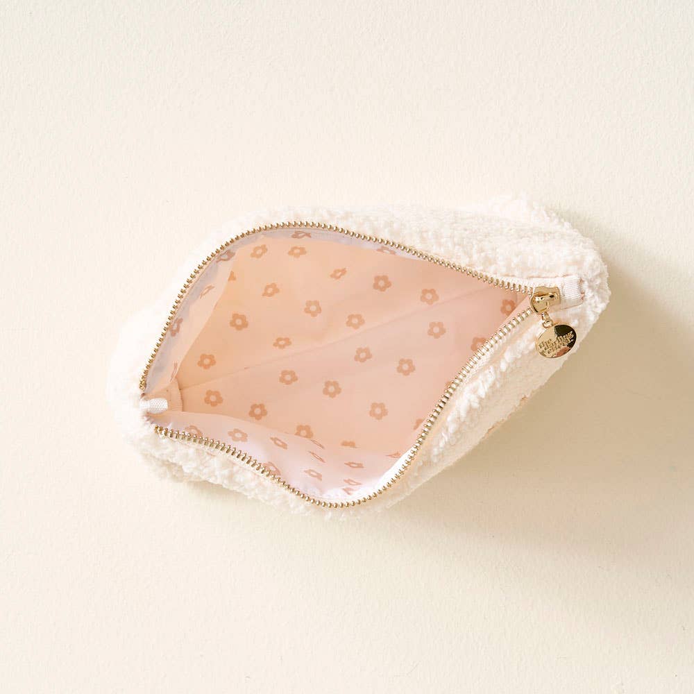 The Darling Effect Cream Teddy Pouch – Baby | Sherpa Rectangle Pouch for Diaper Bag or Travel - Juli's Wearable Art