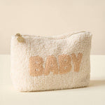 The Darling Effect Cream Teddy Pouch – Baby | Sherpa Rectangle Pouch for Diaper Bag or Travel - Juli's Wearable Art