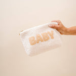 The Darling Effect Cream Teddy Pouch – Baby | Sherpa Rectangle Pouch for Diaper Bag or Travel - Juli's Wearable Art