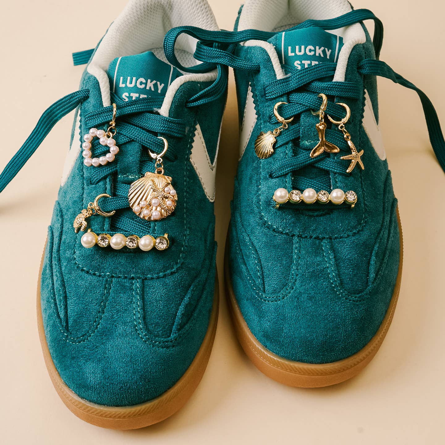 The Darling Effect Dazzle Shoe Charm Pack – Ocean Breeze | Sea Life, Crystal, Gold & Pearl Lace Charms - Juli's Wearable Art