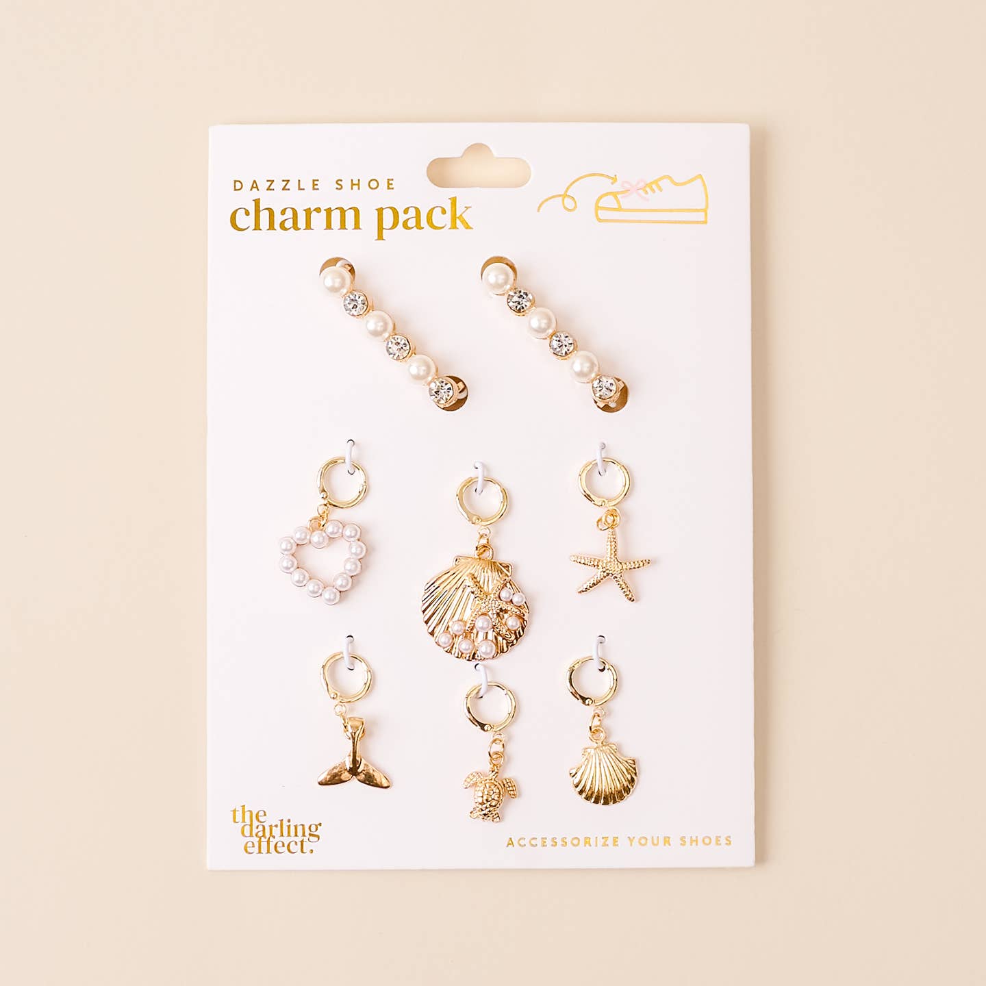 The Darling Effect Dazzle Shoe Charm Pack – Ocean Breeze | Sea Life, Crystal, Gold & Pearl Lace Charms - Juli's Wearable Art