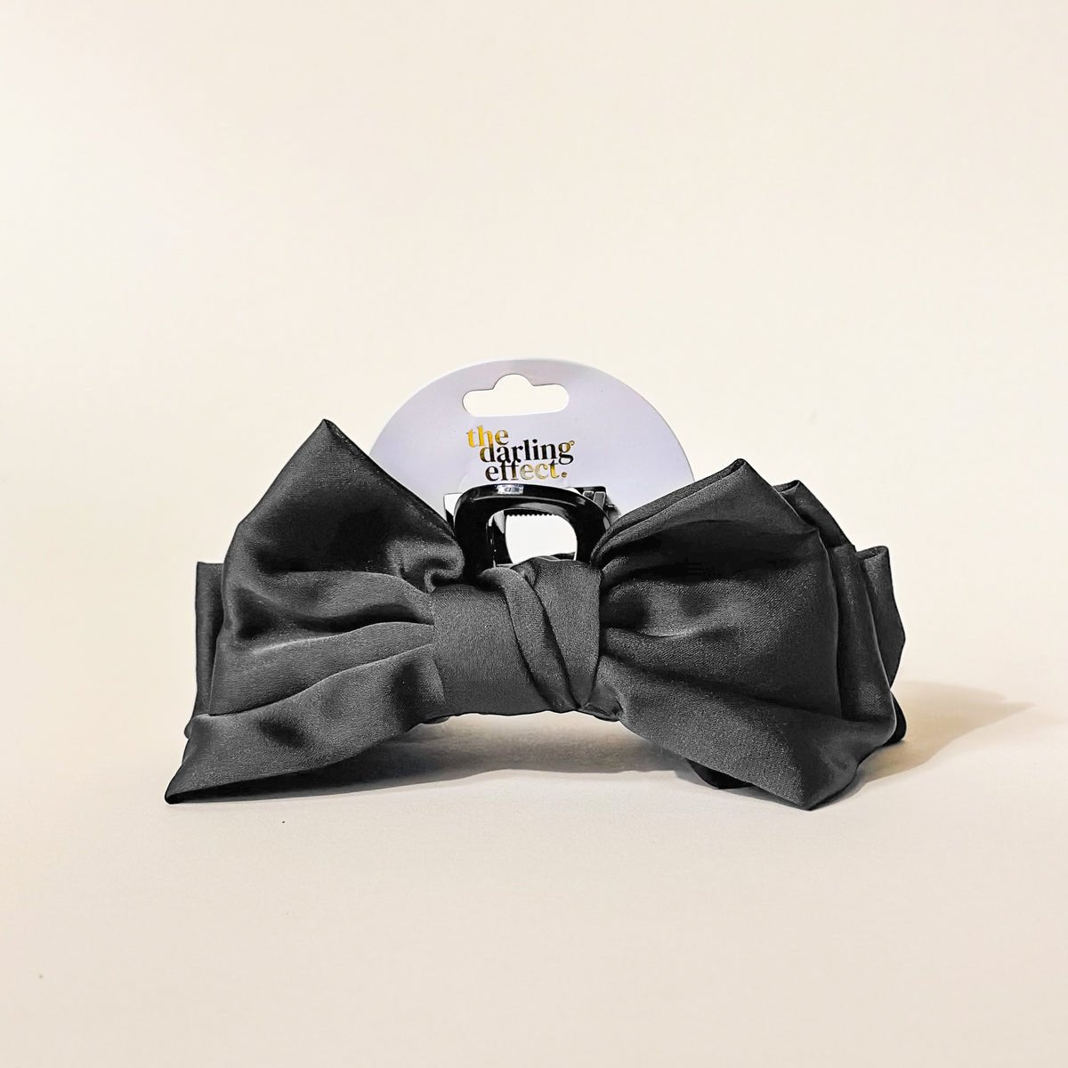 The Darling Effect Satin Bow Claw Clip - Black