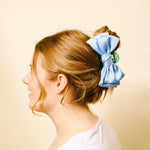The Darling Effect Satin Bow Claw Clip - Blue - Juli's Wearable Art
