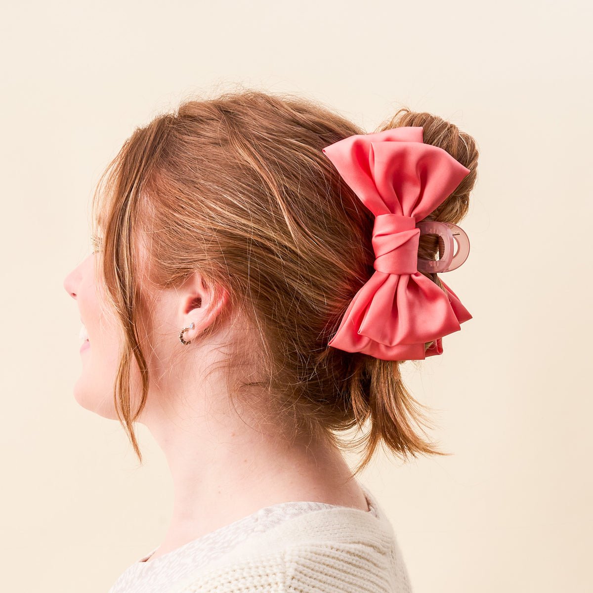 The Darling Effect Satin Bow Claw Clip - Rose Pink - Juli's Wearable Art