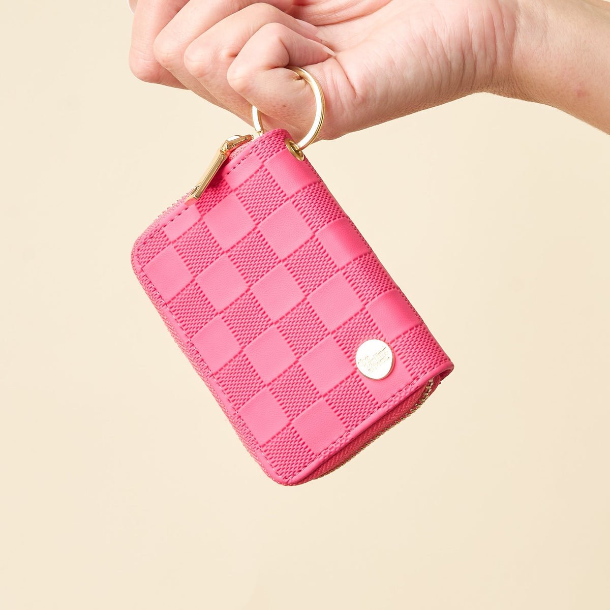 The Darling Effect Zip Around Wallet - Hot Pink Check - Juli's Wearable Art