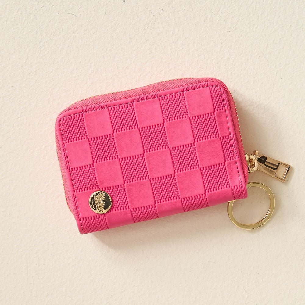 The Darling Effect Zip Around Wallet - Hot Pink Check - Juli's Wearable Art