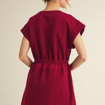 The Hallie Dress – Burgundy Jersey Drawstring - Juli's Wearable Art