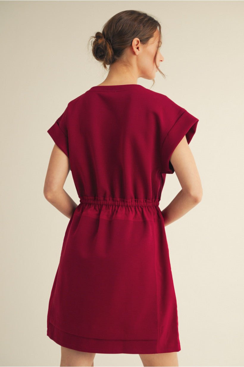 The Hallie Dress – Burgundy Jersey Drawstring - Juli's Wearable Art