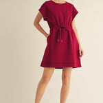 The Hallie Dress – Burgundy Jersey Drawstring - Juli's Wearable Art