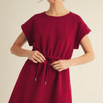 The Hallie Dress – Burgundy Jersey Drawstring - Juli's Wearable Art