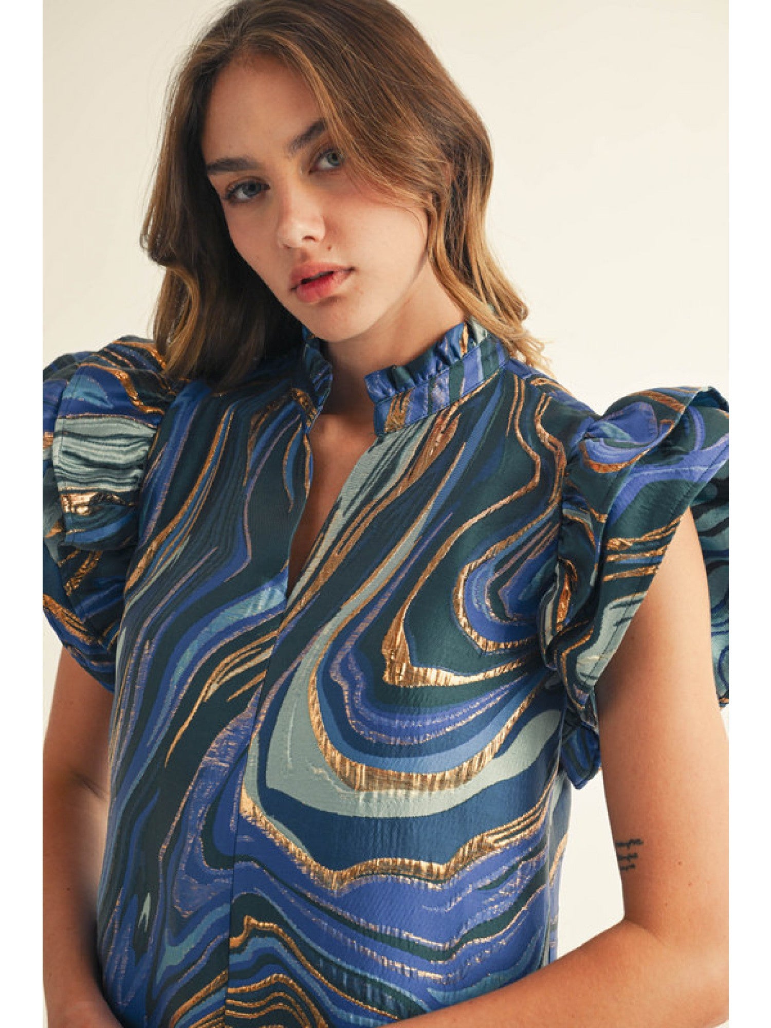 The Isla Dress – Royal Mix Abstract Jacquard - Juli's Wearable Art