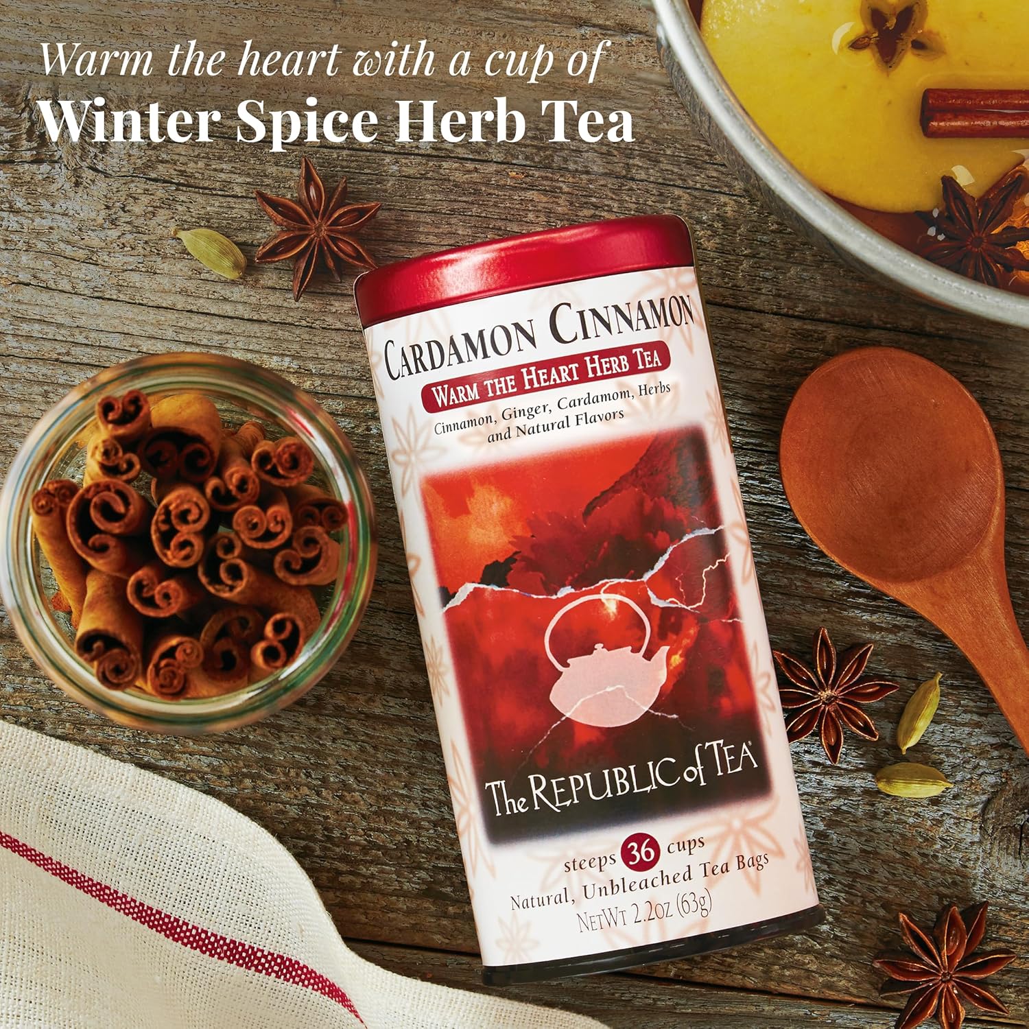 The Republic of Tea Cardamom Cinnamon Warm the Heart Herb Tea