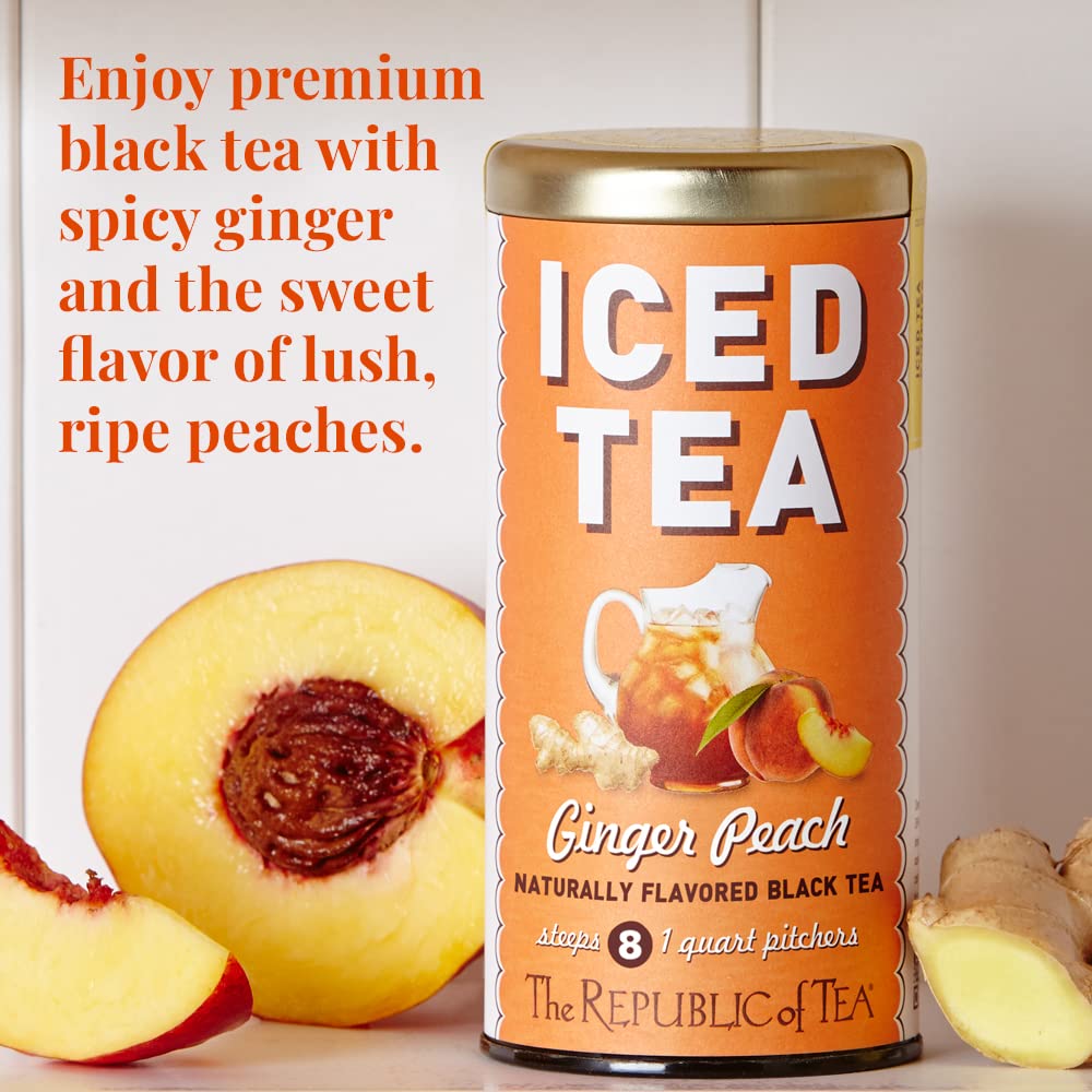 The Republic of Tea – Ginger Peach Black Iced Tea (8 Large Quart - Sized Tea Pouches) - Juli's Wearable Art