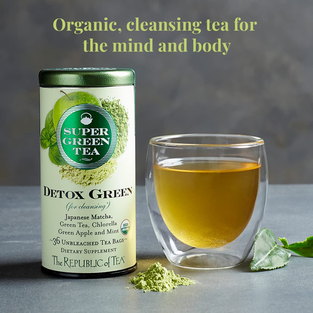 The Republic of Tea - Organic Detox SuperGreen Tea Tin, 36 Tea Bags, Naturally Caffeinated Japanese Matcha and Green Tea - Juli's Wearable Art