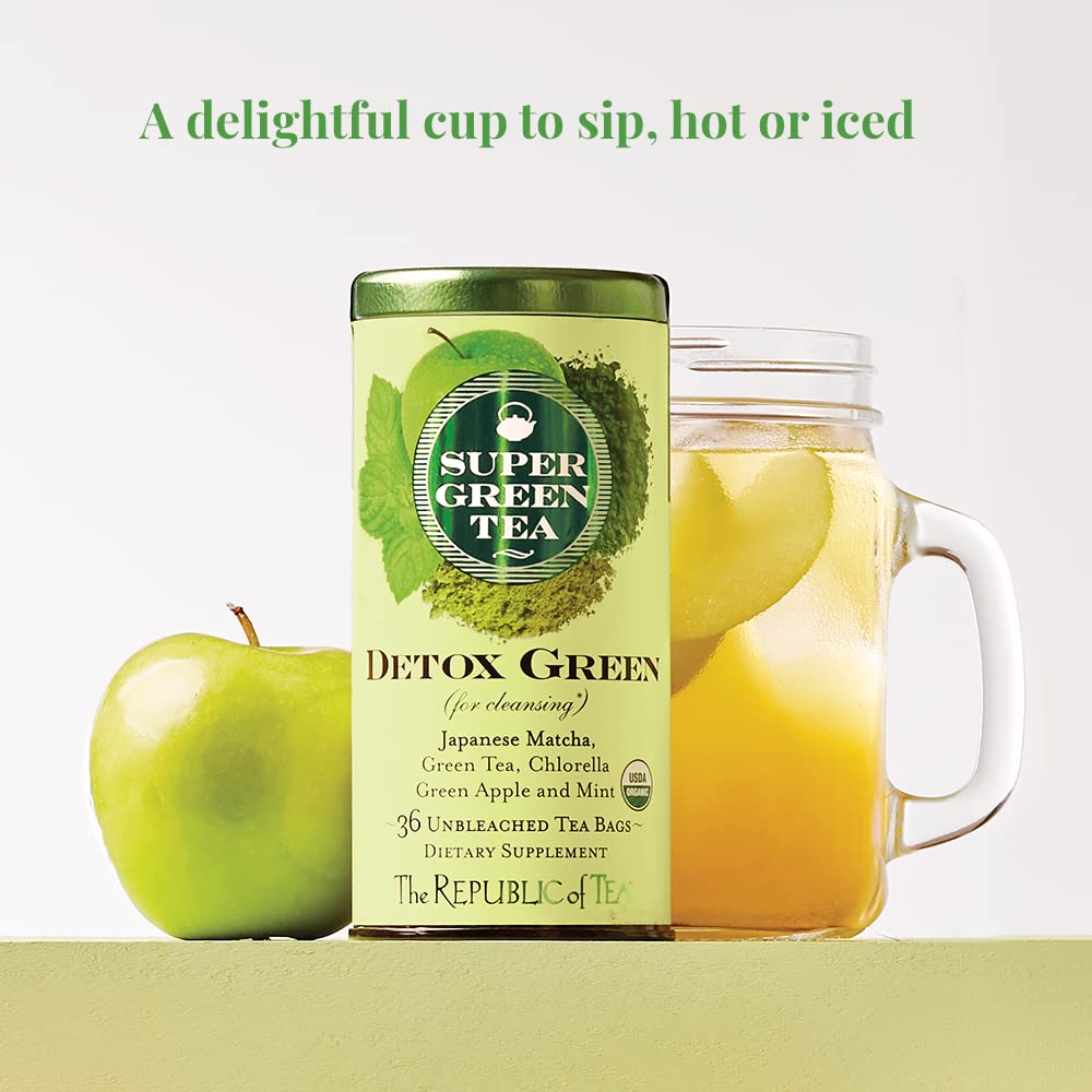 The Republic of Tea - Organic Detox SuperGreen Tea Tin, 36 Tea Bags, Naturally Caffeinated Japanese Matcha and Green Tea - Juli's Wearable Art