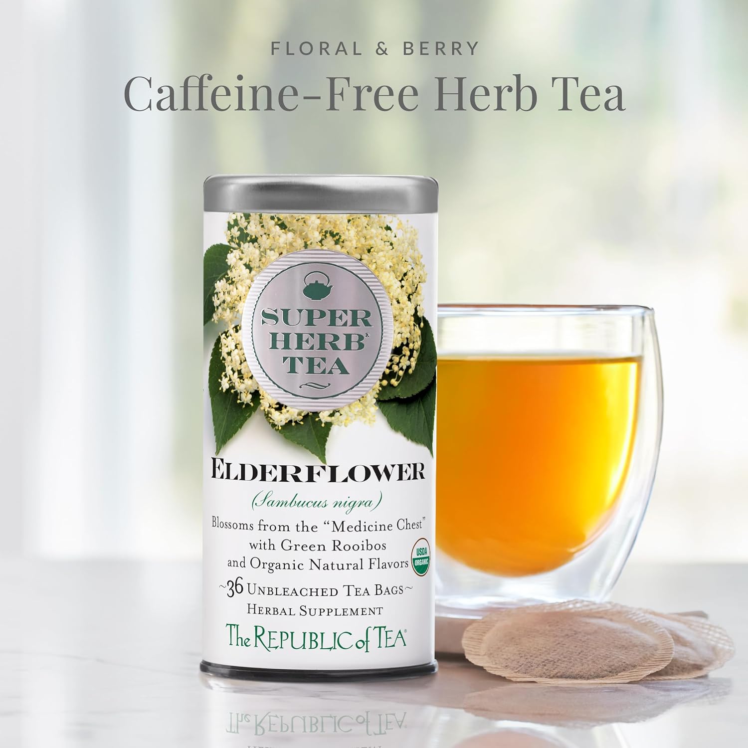The Republic of Tea — Organic Elderflower SuperHerb Tea Tin, 36 Herbal Tea Bags, Naturally Caffeine - Free - Juli's Wearable Art