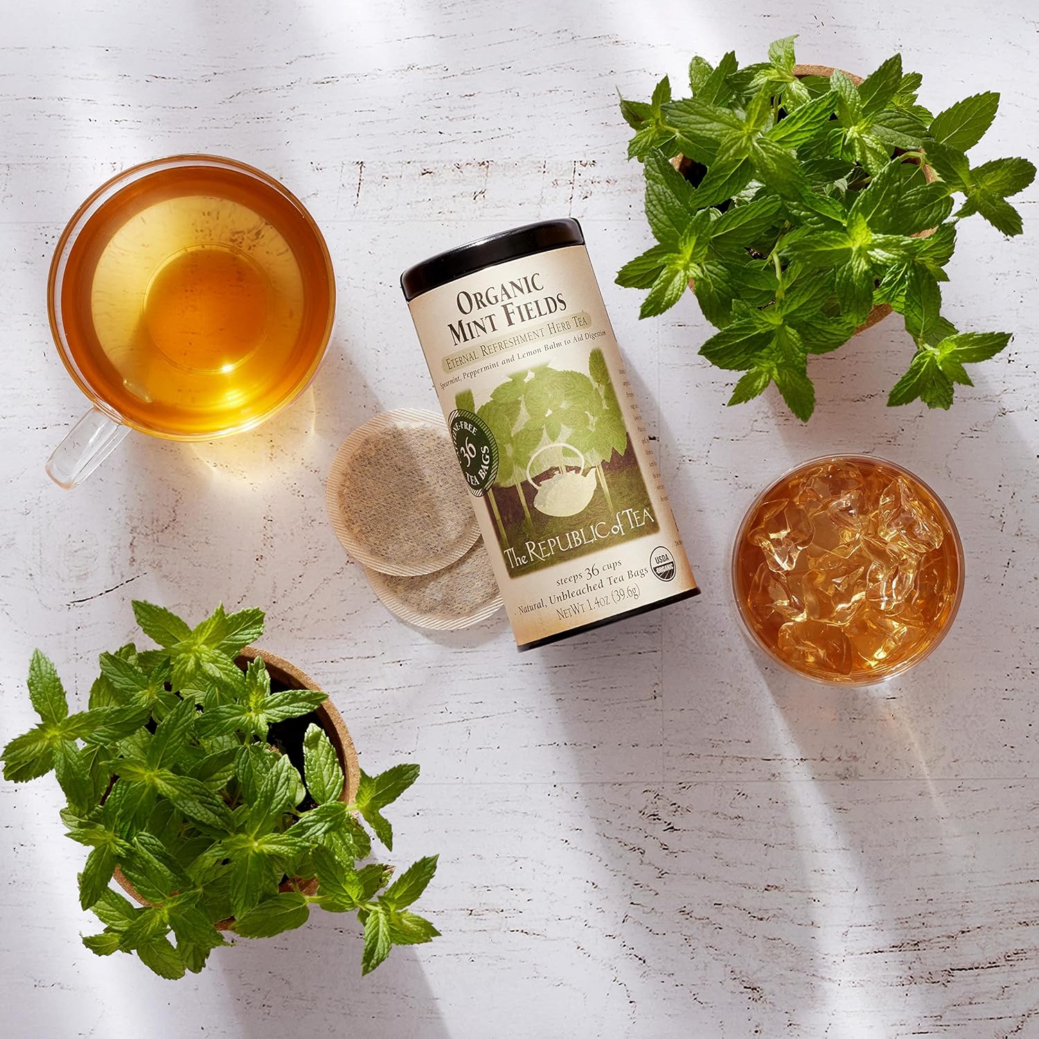 The Republic of Tea - Organic Mint Fields Herbal Tea, 36 Tea Bags, Caffeine - Free Mint and Lemon Balm Tea - Juli's Wearable Art