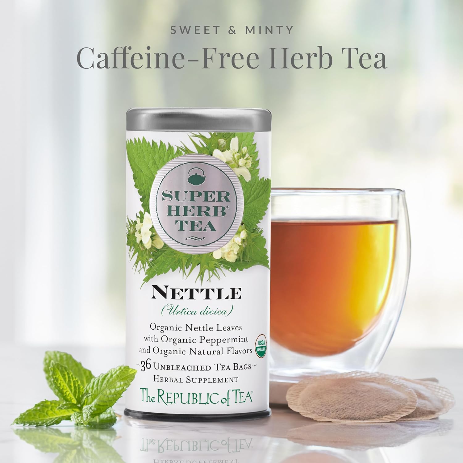 The Republic of Tea — Organic Nettle SuperHerb Tea Tin, 36 Herbal Tea Bags, Naturally Caffeine - Free - Juli's Wearable Art