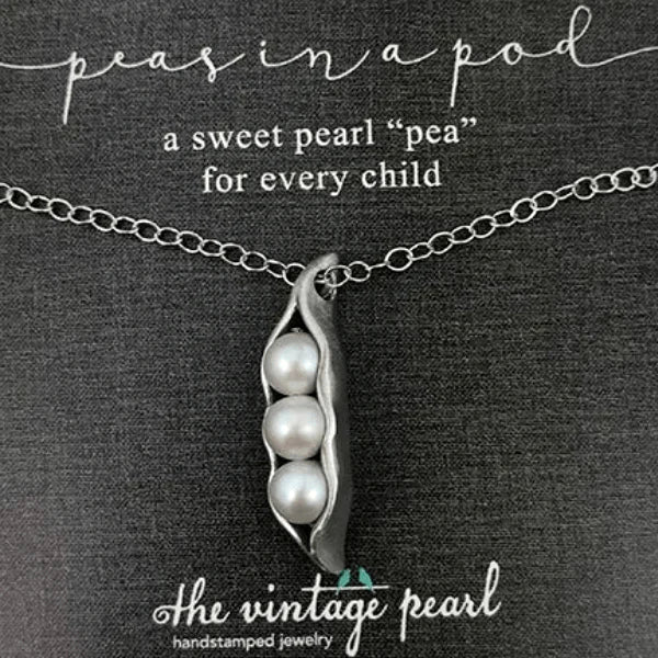 The Vintage Pearl Hand - Sculpted Mini Sweet Peas in a Pod Necklace by The Vintage Pearl - Juli's Wearable Art