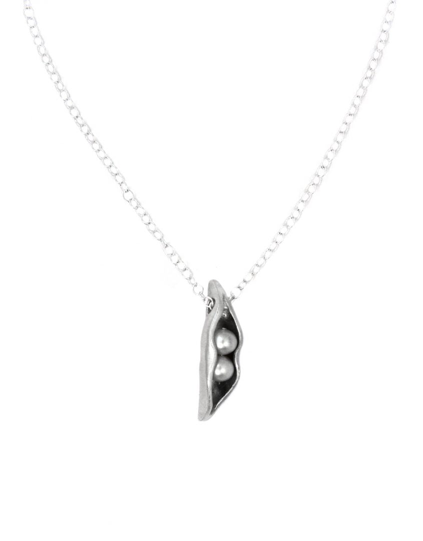 The Vintage Pearl Hand - Sculpted Mini Sweet Peas in a Pod Necklace by The Vintage Pearl - Juli's Wearable Art