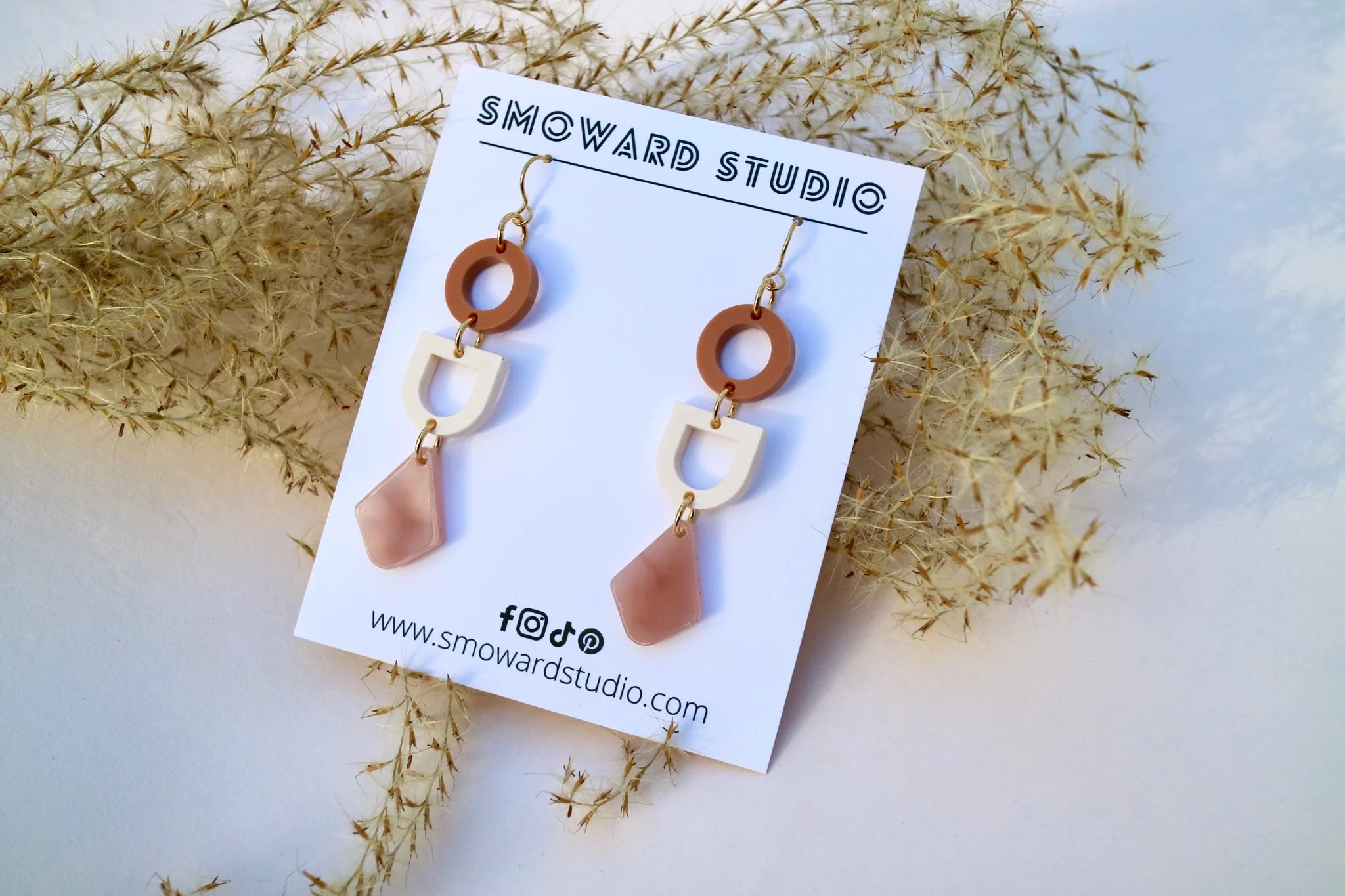 Three Linked Geometric Shaped Dangle Earrings - Juli's Wearable Art
