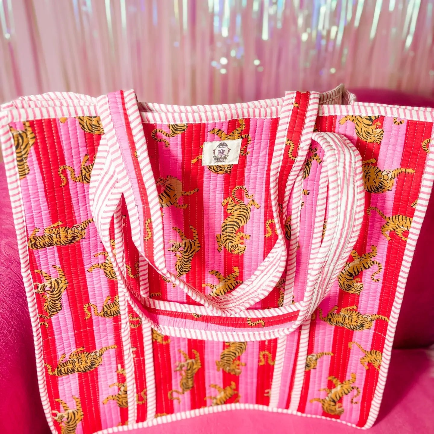 Tiger Lily | Large Quilted Tote Bag - Juli's Wearable Art