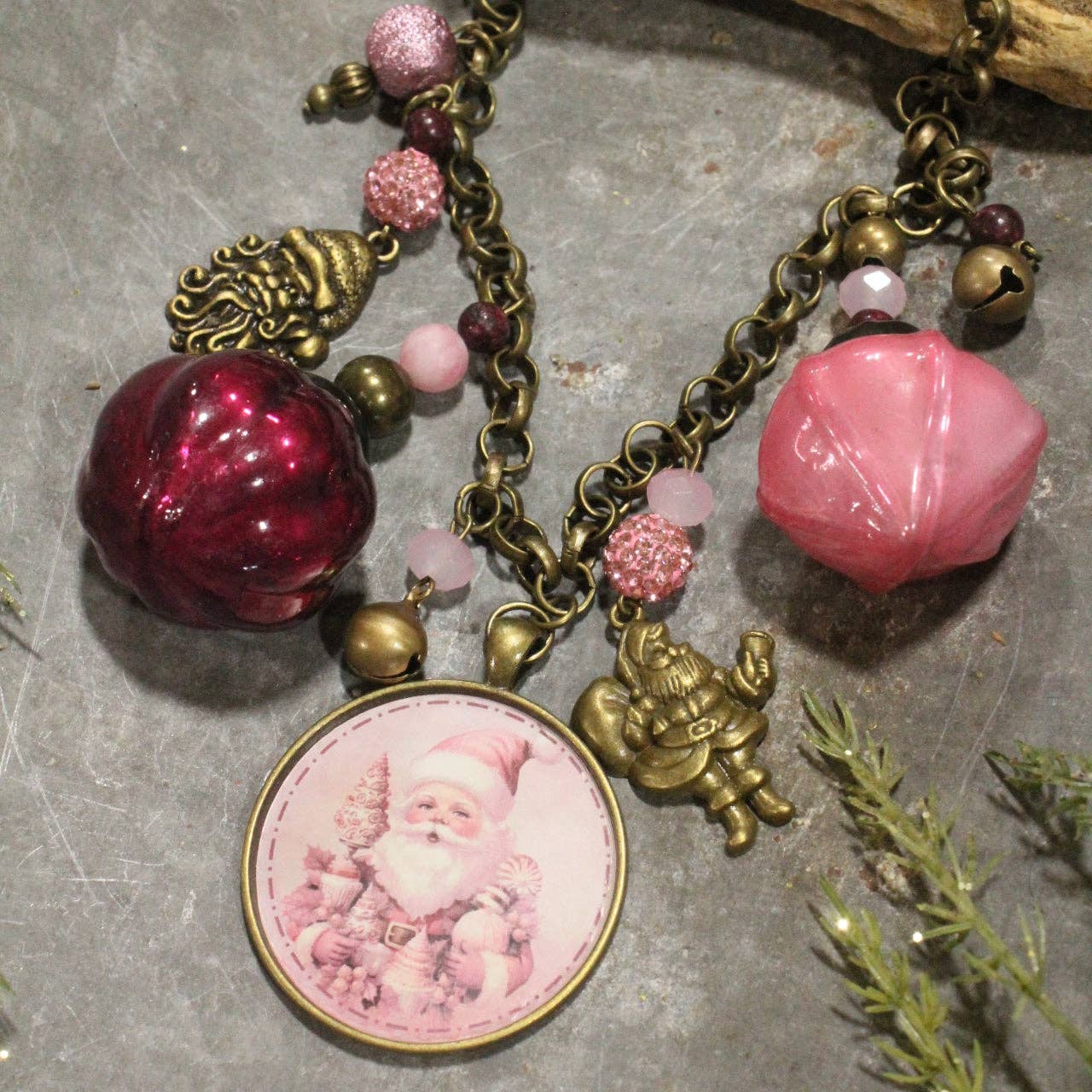 Time For Santa's Blushing This Christmas Charm'd Necklace - Juli's Wearable Art