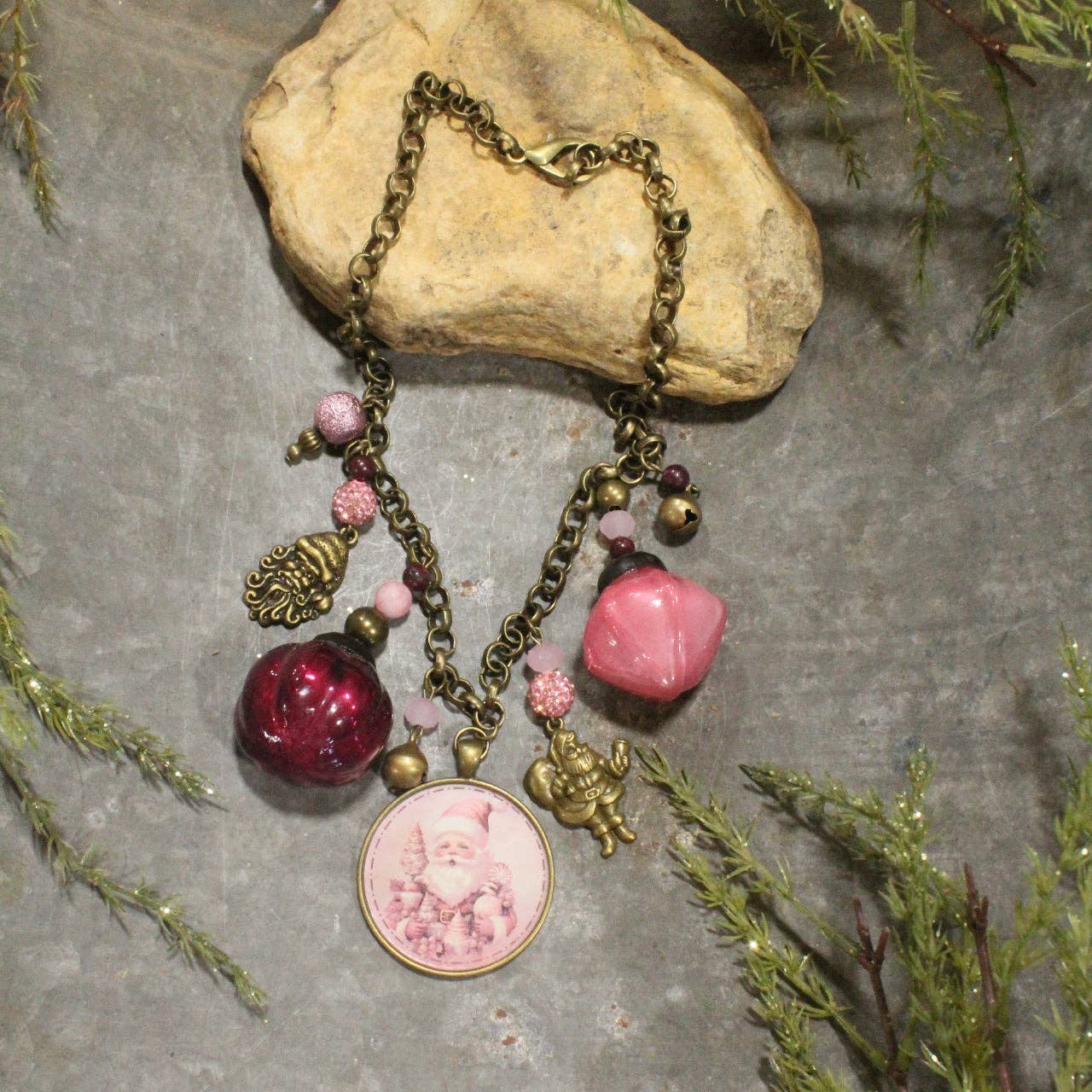Time For Santa's Blushing This Christmas Charm'd Necklace - Juli's Wearable Art