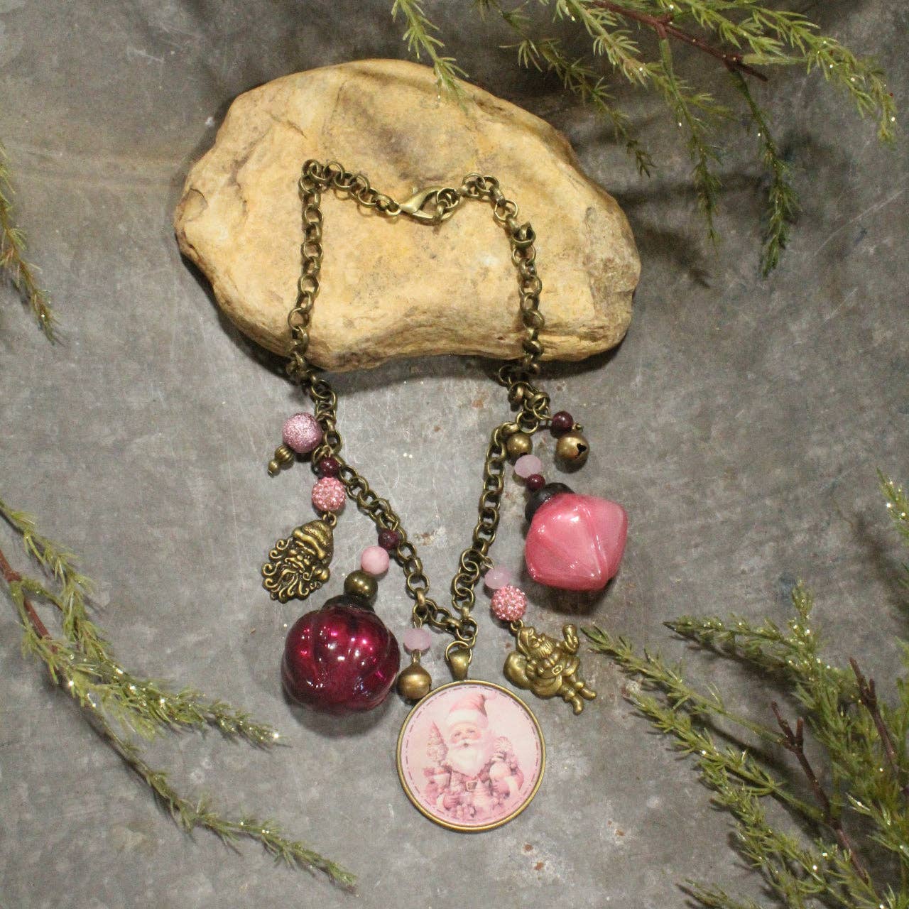 Time For Santa's Blushing This Christmas Charm'd Necklace - Juli's Wearable Art