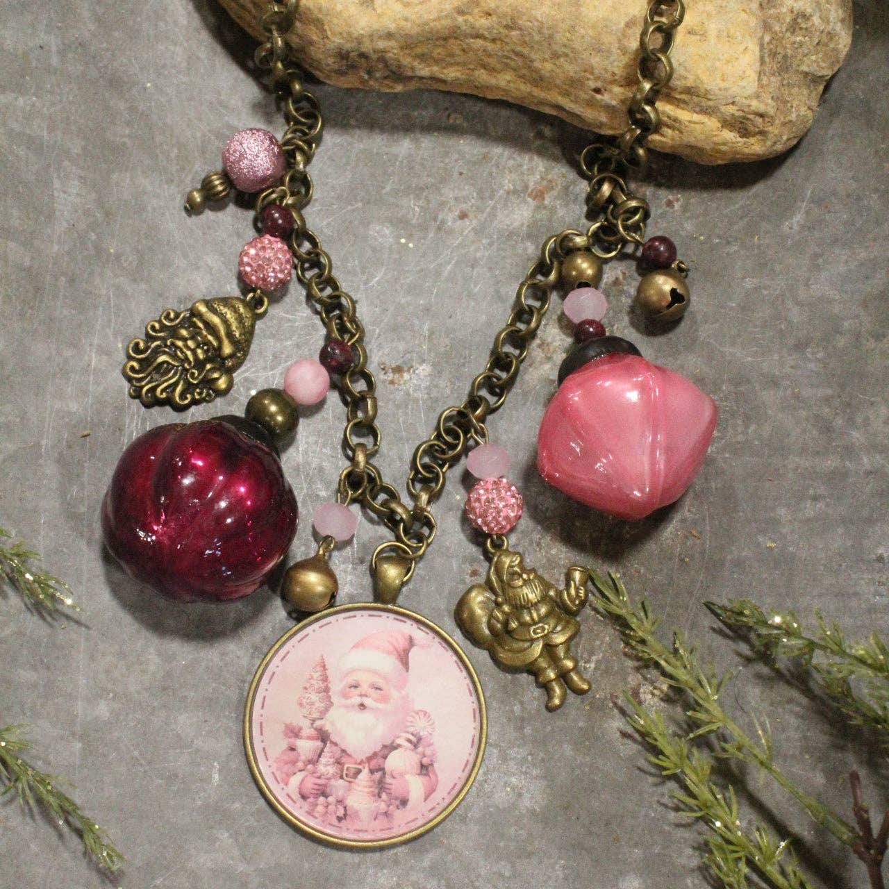 Time For Santa's Blushing This Christmas Charm'd Necklace - Juli's Wearable Art