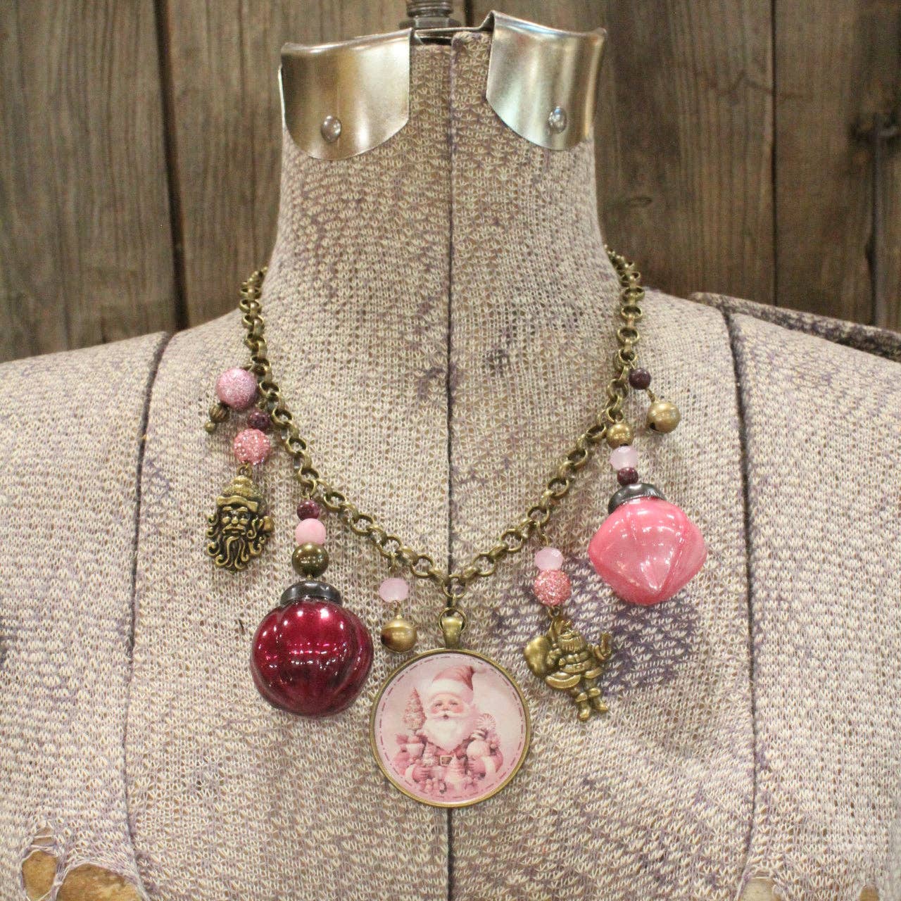 Time For Santa's Blushing This Christmas Charm'd Necklace - Juli's Wearable Art