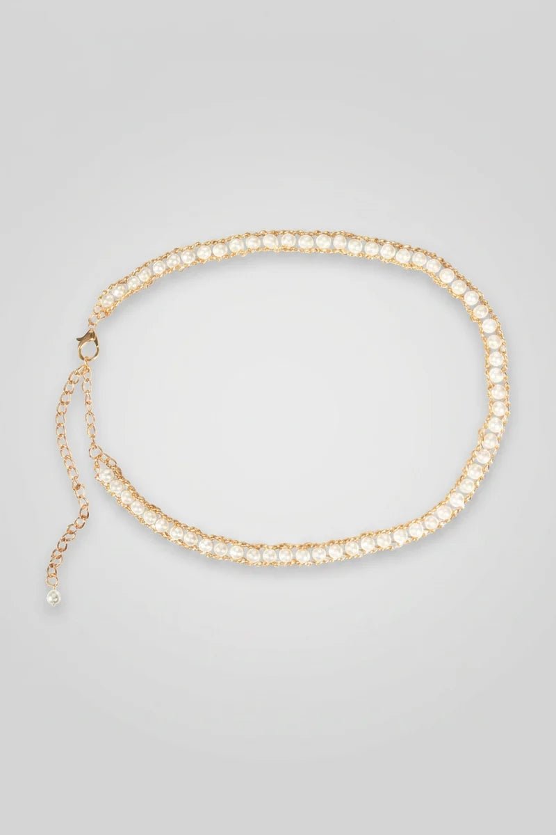 Tribal 0.5" Chain with Pearls Belt | Gold