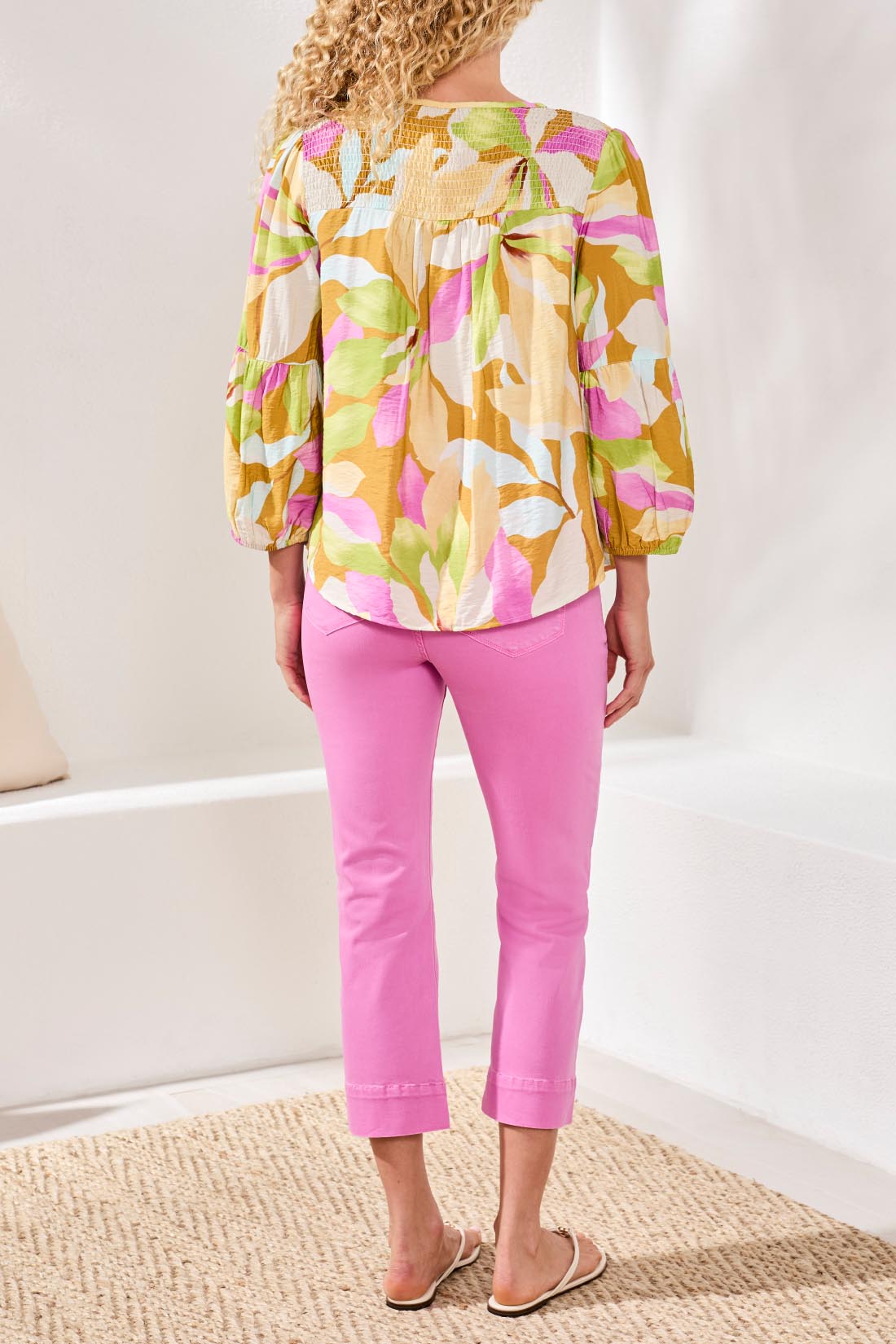 Tribal 3/4 Sleeve Blouse with Smocked Yoke - Juli's Wearable Art