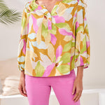 Tribal 3/4 Sleeve Blouse with Smocked Yoke - Juli's Wearable Art
