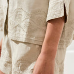 Tribal 3/4 Sleeve Button Front Blouse | Quartz - Juli's Wearable Art