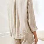 Tribal 3/4 Sleeve Button Front Blouse | Quartz - Juli's Wearable Art
