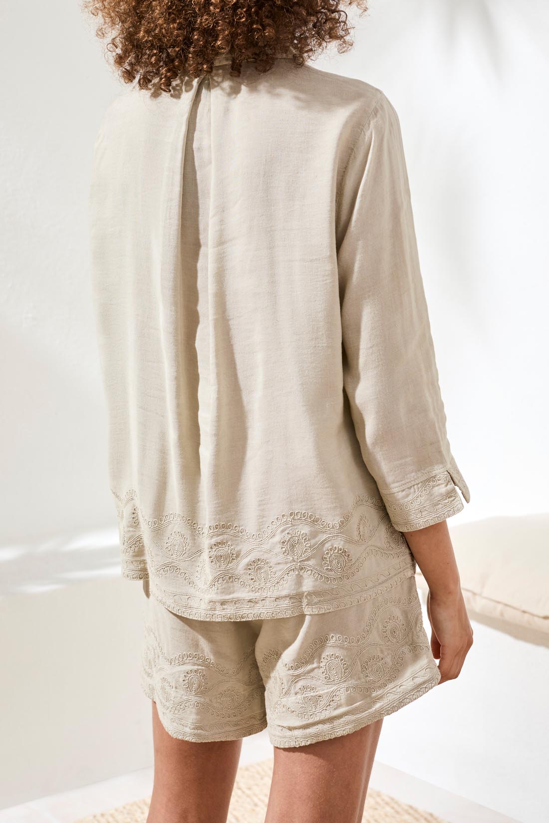 Tribal 3/4 Sleeve Button Front Blouse | Quartz - Juli's Wearable Art