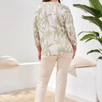 Tribal 3/4 Sleeve Crew Neck Top | Kiwi Zest - Juli's Wearable Art