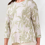 Tribal 3/4 Sleeve Crew Neck Top | Kiwi Zest - Juli's Wearable Art