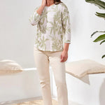 Tribal 3/4 Sleeve Crew Neck Top | Kiwi Zest - Juli's Wearable Art
