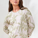 Tribal 3/4 Sleeve Crew Neck Top | Kiwi Zest - Juli's Wearable Art