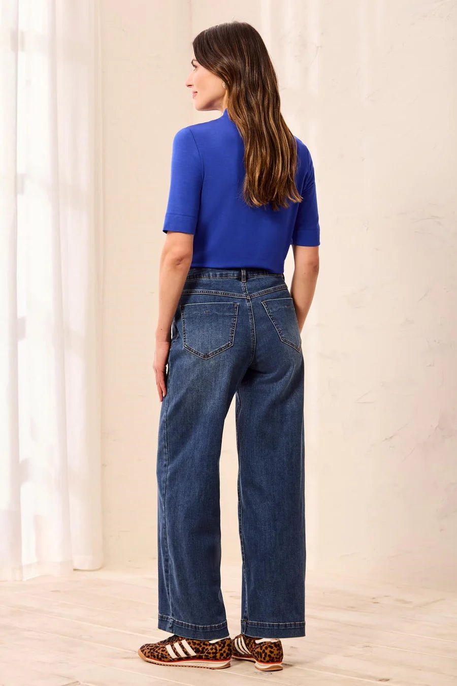 Tribal Audrey Comfort Stretch Wide Leg Crop Denim Jeans | Dusk - Juli's Wearable Art