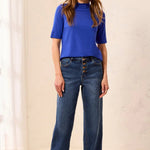 Tribal Audrey Comfort Stretch Wide Leg Crop Denim Jeans | Dusk - Juli's Wearable Art
