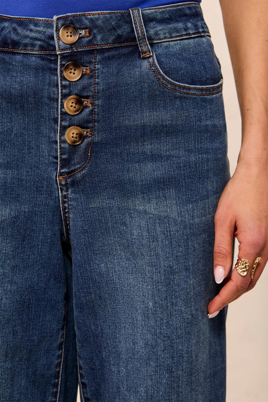 Tribal Audrey Comfort Stretch Wide Leg Crop Denim Jeans | Dusk - Juli's Wearable Art
