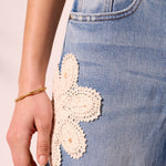 Tribal Audrey Crochet Applique Wide Leg Crop Jeans | Keyswaters - Juli's Wearable Art